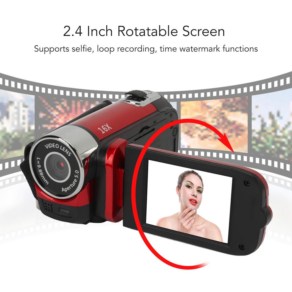 16MP Digital Camera Video Camera Recorder USB Port Connection 1080P Resolution with Fill Light for Travel Wedding Recording