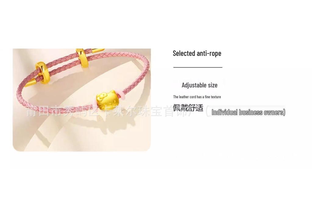 Браслет Shuibei из чистого золота 999 пробы Hello Kitty со счастливыми бусинами - 3D-поделка, браслет своими руками