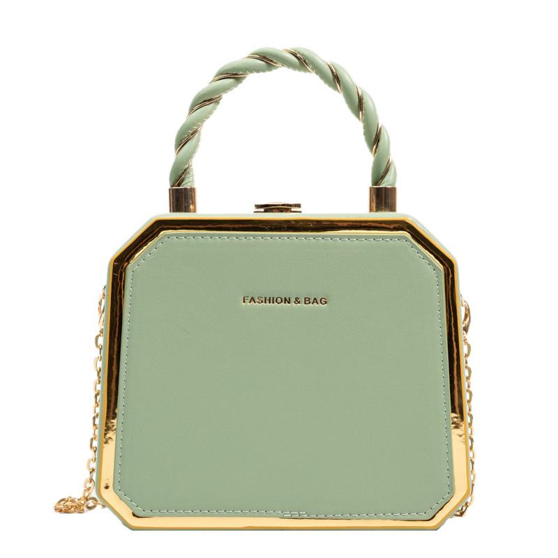 PU Leather Small Square Box Clutch Top Handle Crossbody Shoulder Purse Party Evening Bag for Women