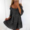 Princess Style Dress Off Shoulder Lace Strap Dress Casual Solid Loose Fit Dress