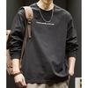 [EASTEMPO] t-shirt men's spring long sleeve Fashionable cotton Plain color casual Relaxing large size (JP, alphabet, XL, black)
