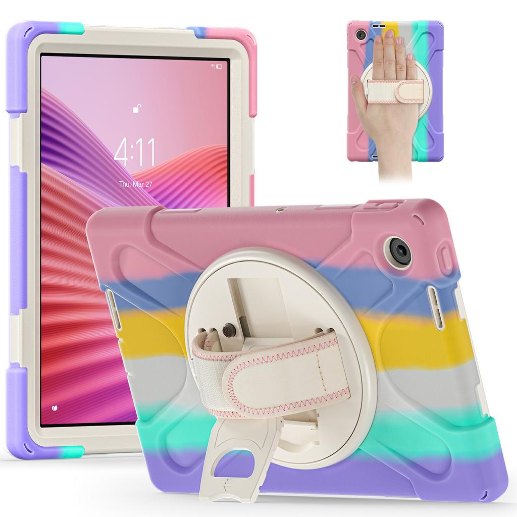 For Lenovo Tab 10.1 (2025) TB311XU/Zhaoyang K10C Case Rotary Kickstand PC+Silicone Hand Strap Tablet Cover