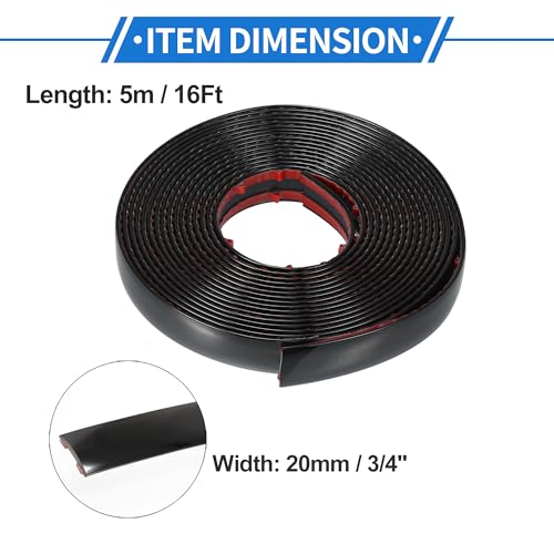 Комплект молдингов для окон VekAuto 3/4" 20 мм ширина 16 футов 5 м Универсальный внешний бампер автомобиля Дверь Кузов Самоклеящаяся Защита от царапин Декоративная наклейка Плас