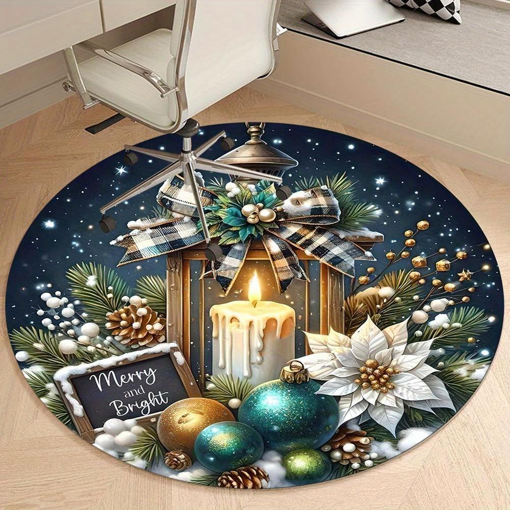1 Piece Christmas Decoration Round Rug Suitable For Office Bedroom And Kitchen Home Decoration Christmas Decoration Gifts For Friends And Family