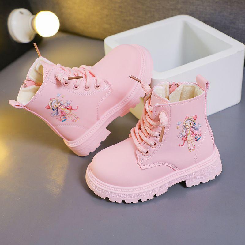 Модные детские кожаные сапоги-принцессы Весна-Осень Детские ботинки