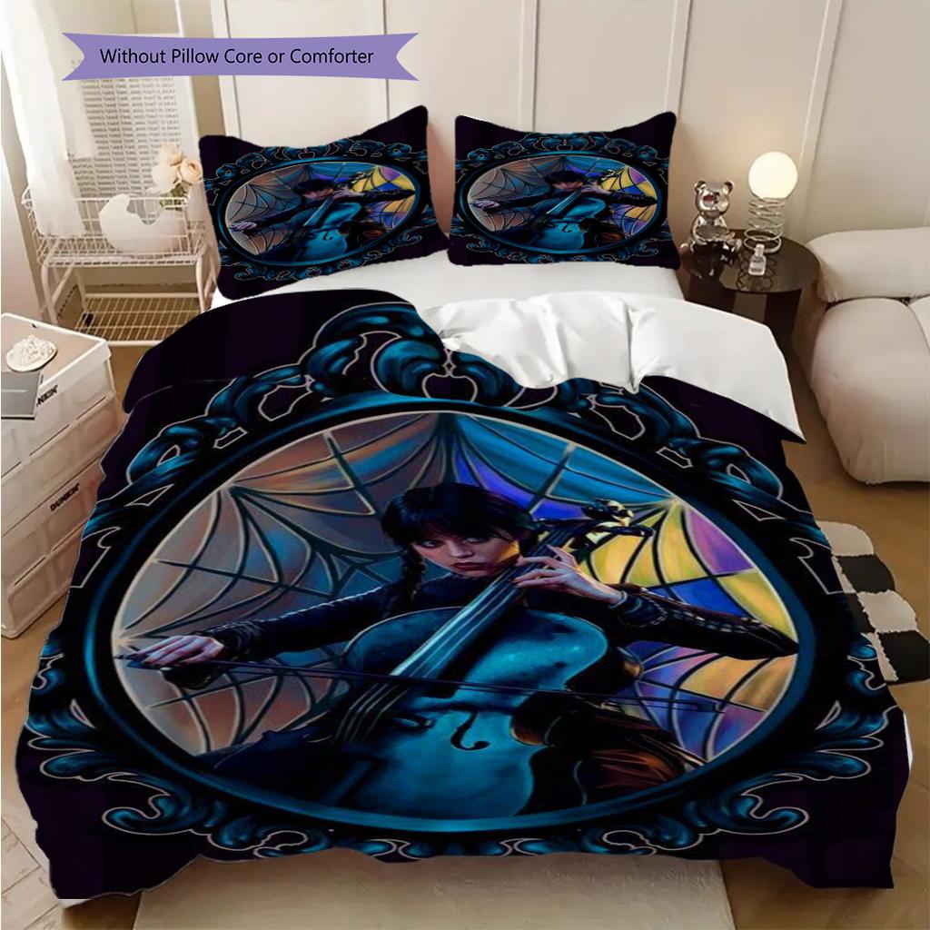 Supernatural Wednesday Mysteries Three-piece set (1 * duvet cover + 2 * pillowcase, without core) 2D Flat Bedding set Soft and comfortable