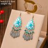 Blue Fashion Boho Temperament Water Drop Feather Earrings for Women Long Crystal Rhinestone Drop Oil Dangle Earring Jewelry