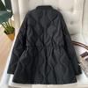 Новая корейская версия пуховика женская средняя и длинная тонкая и тонкая завязка с ромбовидным воротником-стойкой модное зимнее пальто