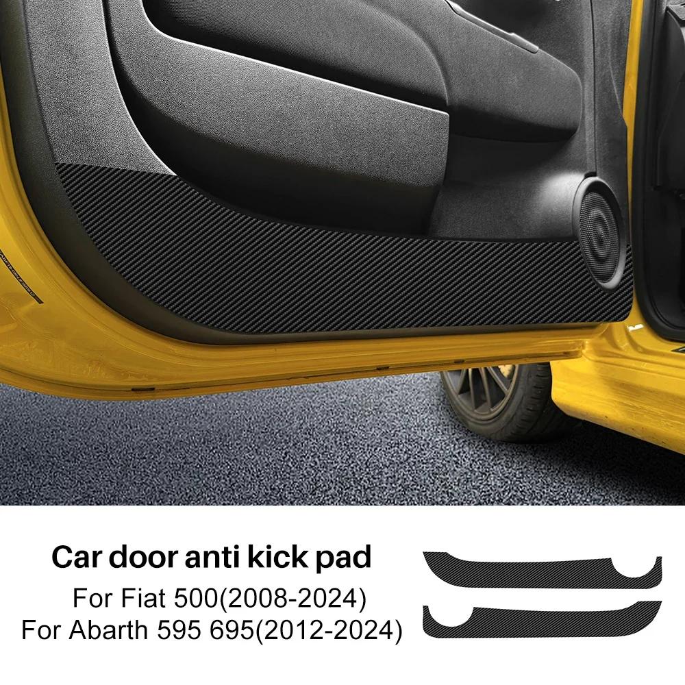 Door Anti-kick Pad For Fiat 500/500C 2008-2024/ 500E 2012-2019/ Abarth 595 695 2012-2024 LHD RHD Car Carbon Mat Trim Accessories