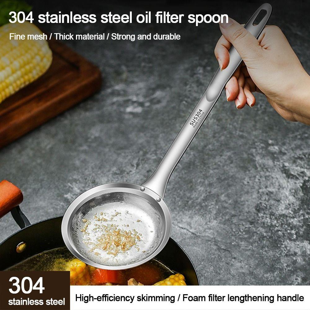 Grease Foam Removing Oil Dregs Fishing Fine Mesh Filtering Spoon Kitchen Gadgets Tool