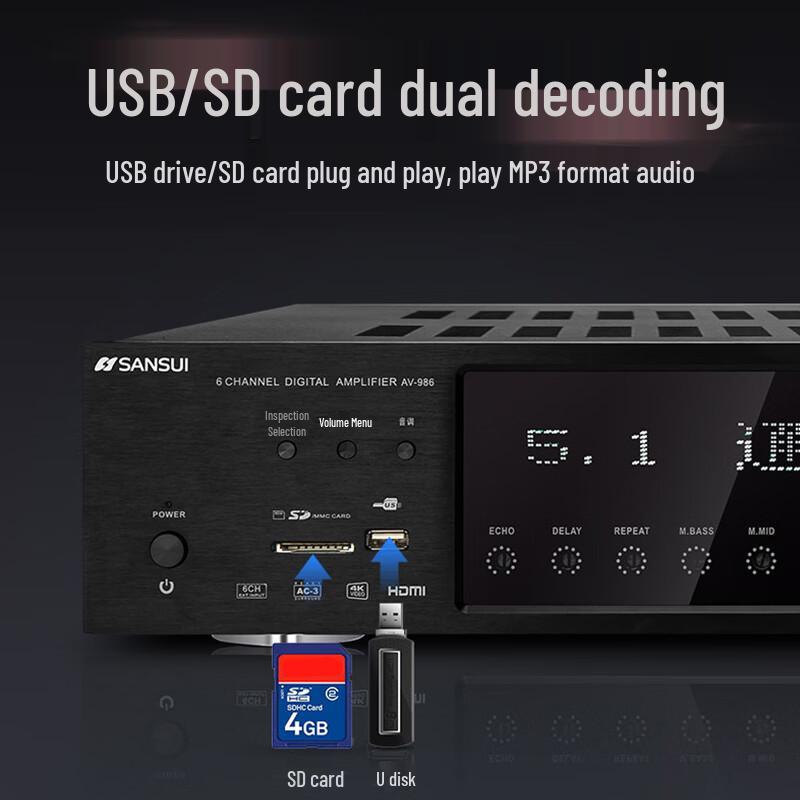 SANSUI 5.1 Home KTV & Theater Audio System CN plug (adapter included)