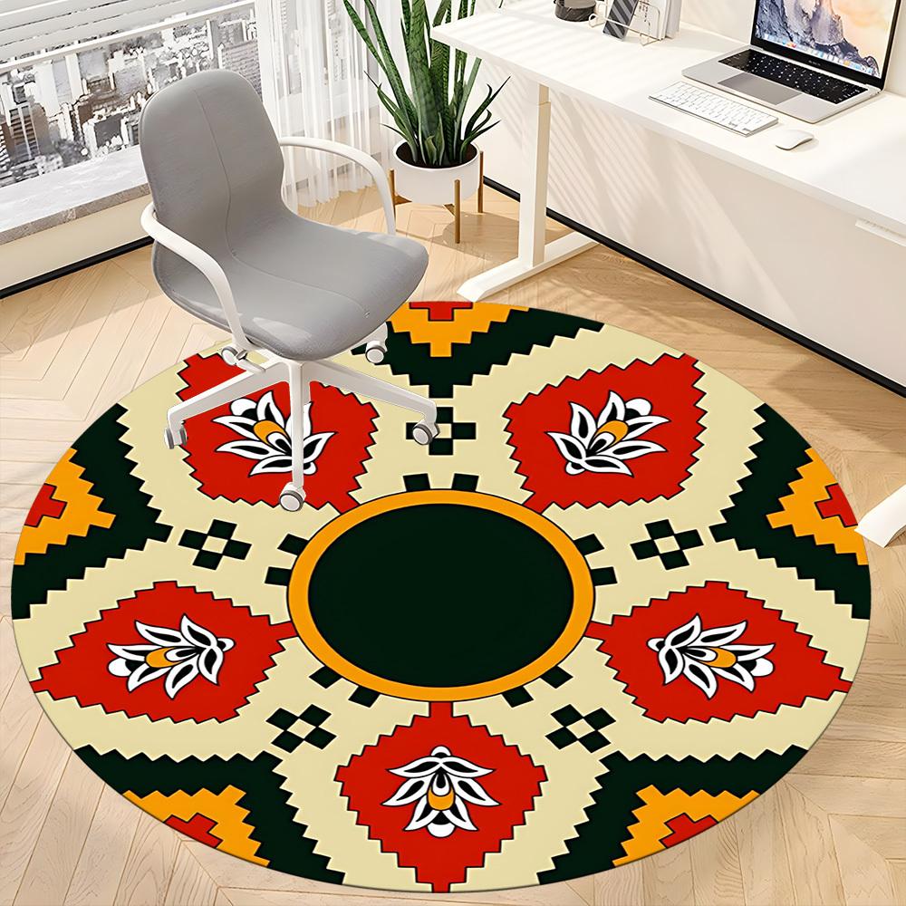 1PC Ethnic Pattern Chair Carpet for Office, Indoor Non-Slip Washable  Carpet, Soft Comfortable Mat For Office Room yy250930122
