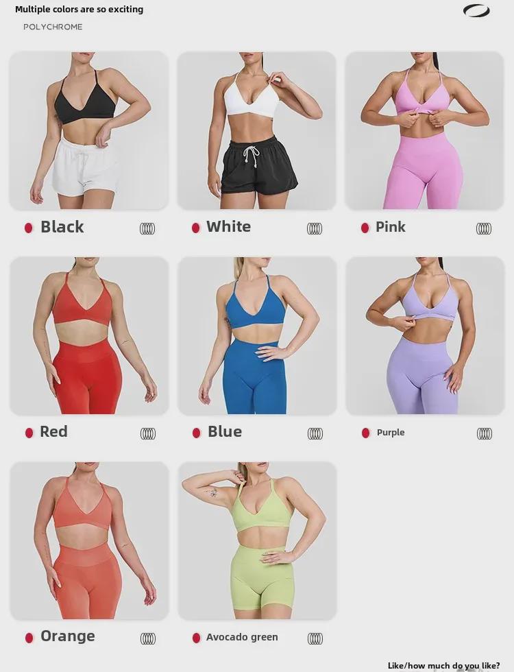 Женский сексуальный спортивный бюстгальтер с глубоким вырезом и тонкими бретельками для занятий йогой, бега и повседневной носки