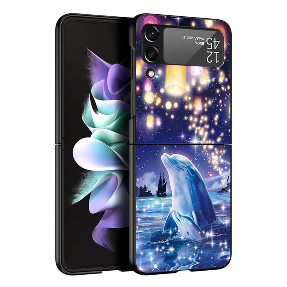 Ocean Animal Cute Dolphin Case For Samsung Galaxy Z Flip 7 6 5 4 3 z Flip7 Flip6 Flip5 Flip4 5G Phone Cover Flip3 Folding Coque