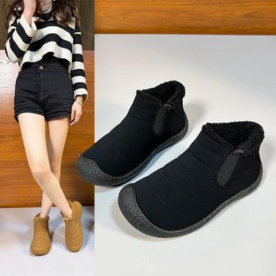 Зимние ботинки женские модели осень-зима плюшевые мягкие утолщенные хлопковые туфли со стременами короткие ботинки водонепроницаемые зимние соевые ботинки