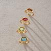 Uworld Multicolor Geometric Zircon Rings For Women Minimalist 18K Gold PVD Plated Stainless Steel Rings Fashion Jewelry Gift