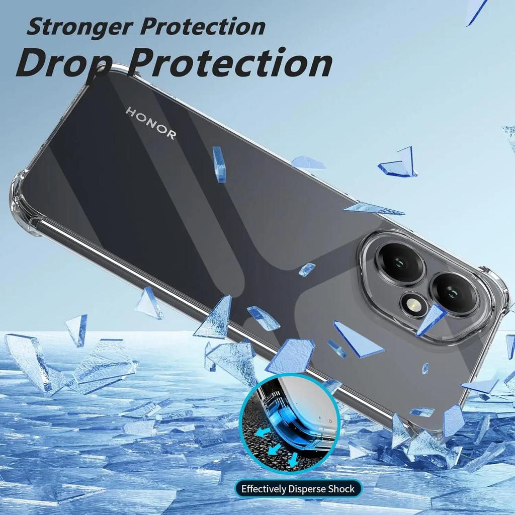 Clear Four-Corners Shockproof TPU Soft Case For Honor X6 X6A X6B X7 X7A X8 X8A X8B X9 X9A X9B Sillicone Transparent Phone Cover
