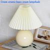 Vintage Pleated Table Lamp with LED E27 Tricolored Bulb Ceramic Base  AU US EU UK Plug Cute Decorative Night Light for Bedroom