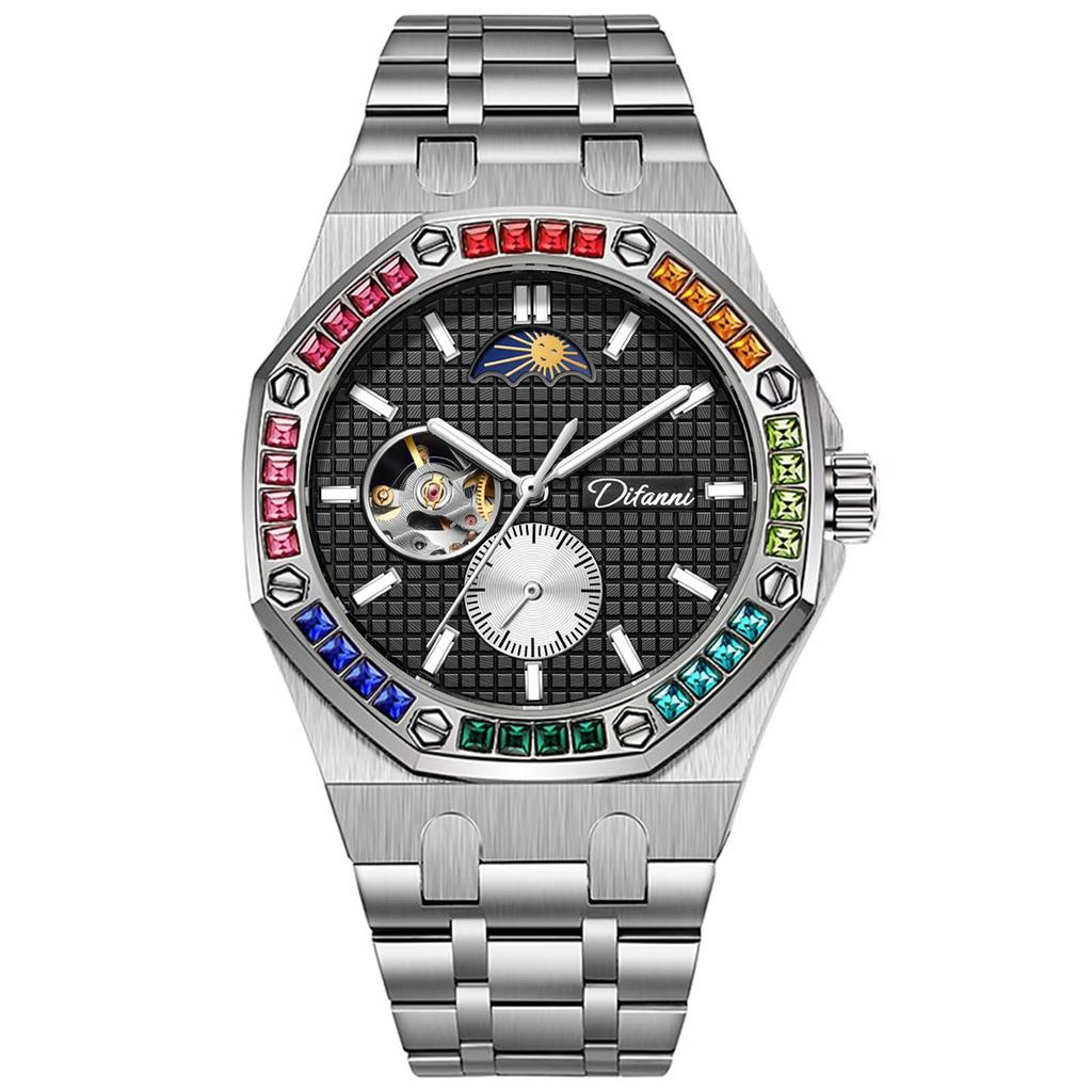 Fashion New Luxury Mechanical Watches Rainbow Drill Hollow Design Fully Automatic Mechanical Automatic Watch