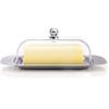 Butter Box Square Butter Plate Solid Cheese Stainless Steel Storage Box with Lid Bread Cheese Plate Steak Salad Tray Crisper