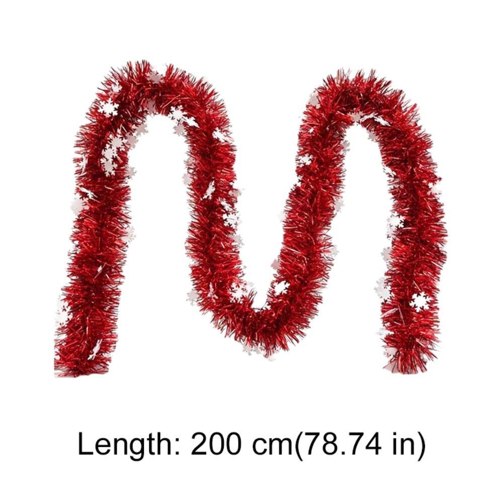 White/Red Christmas Snowflake Plush Ribbon 2M Xmas Tree Hanging Pendent Stair Railing