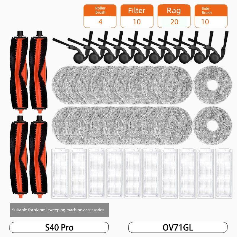 Compatible with Xiaomi S40 Pro Robot Vacuum Cleaner Ov71Gl Accessories: Side Brush, Filter, Mop, Cleaning Fluid, Consumables
