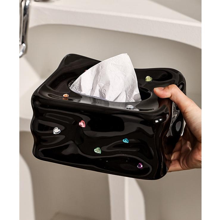 Керамические коробки для салфеток с драгоценными камнями, внешний держатель для салфеток, чехол для дома, гостиной, офиса, стола, декоративная бумажная крышка