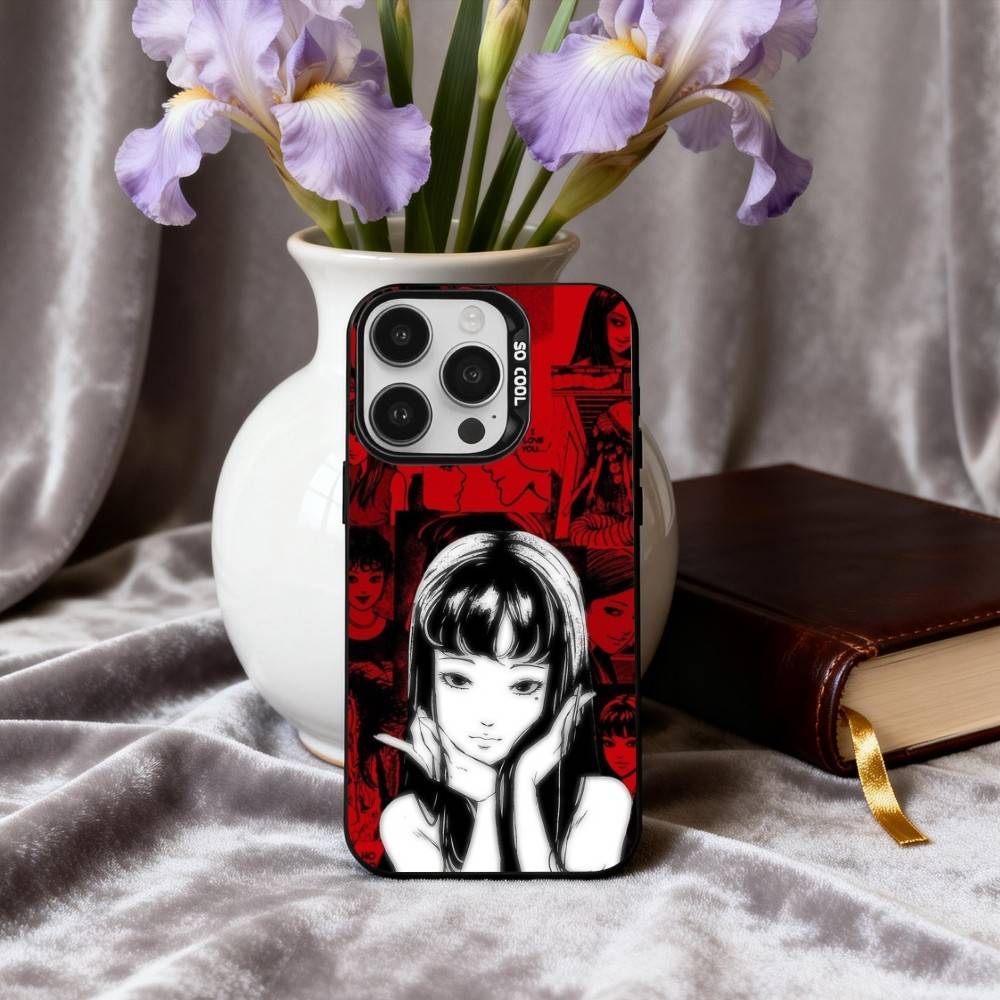 Чехол для телефона H-Horror T-Tomie-E для iPhone 17, 16, 15, 14, 13, 12, 11 Plus, Pro Max Черный Candy серебристый чехол для телефона