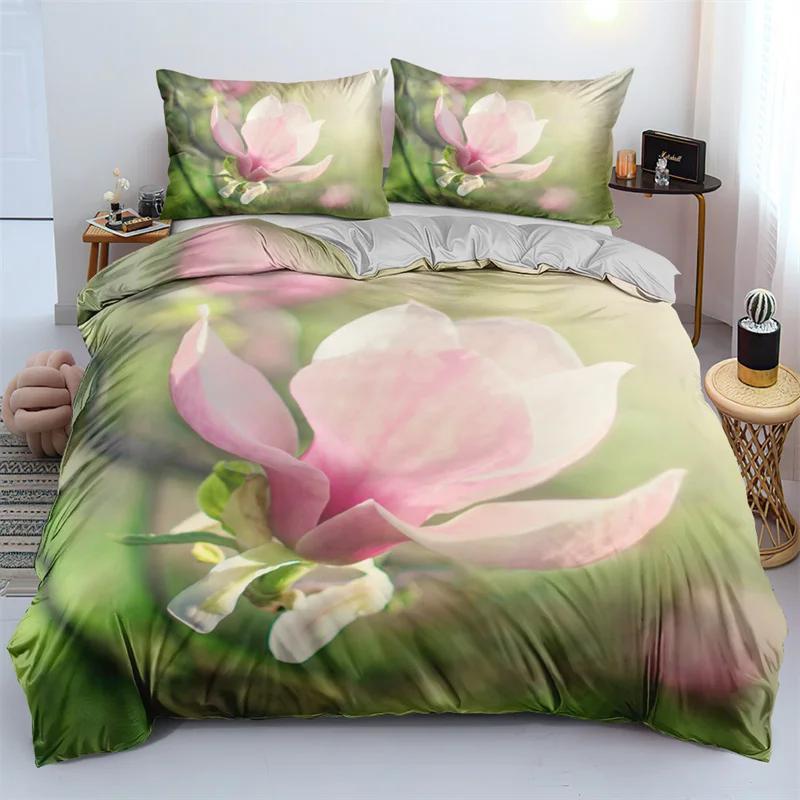 3D Design Flower Duvet Cover Sets King Queen Twin Size Floral Print Bedding Set Bedroom Decor Dark Gold Flowers for Girls Women