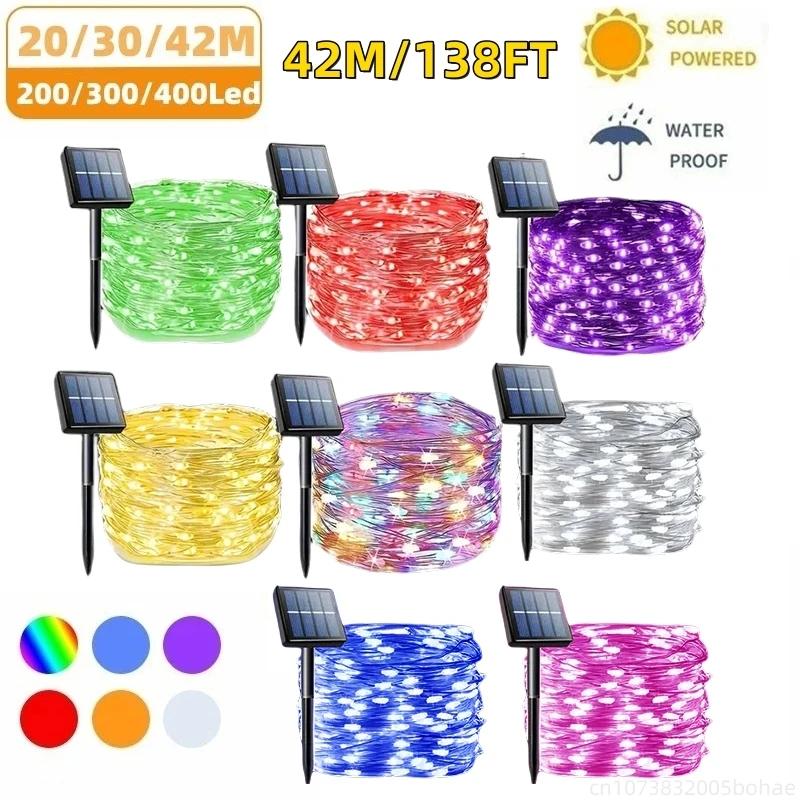 42M400Leds Солнечный светодиодный светильник, уличная гирлянда, садовая гирлянда на солнечных батареях, водонепроницаемая рождественская гирлянда для сада, украшение на открытом воздухе