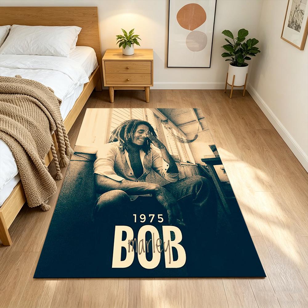 Bob Marley Floor Mat Suitable for Living Rooms Balcony Entryway Playrooms Anti-slip Rug Anime Office Decor Best for Christmas