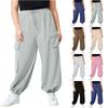 Женские спортивные штаны свободного покроя с карманами и поясом большого размера