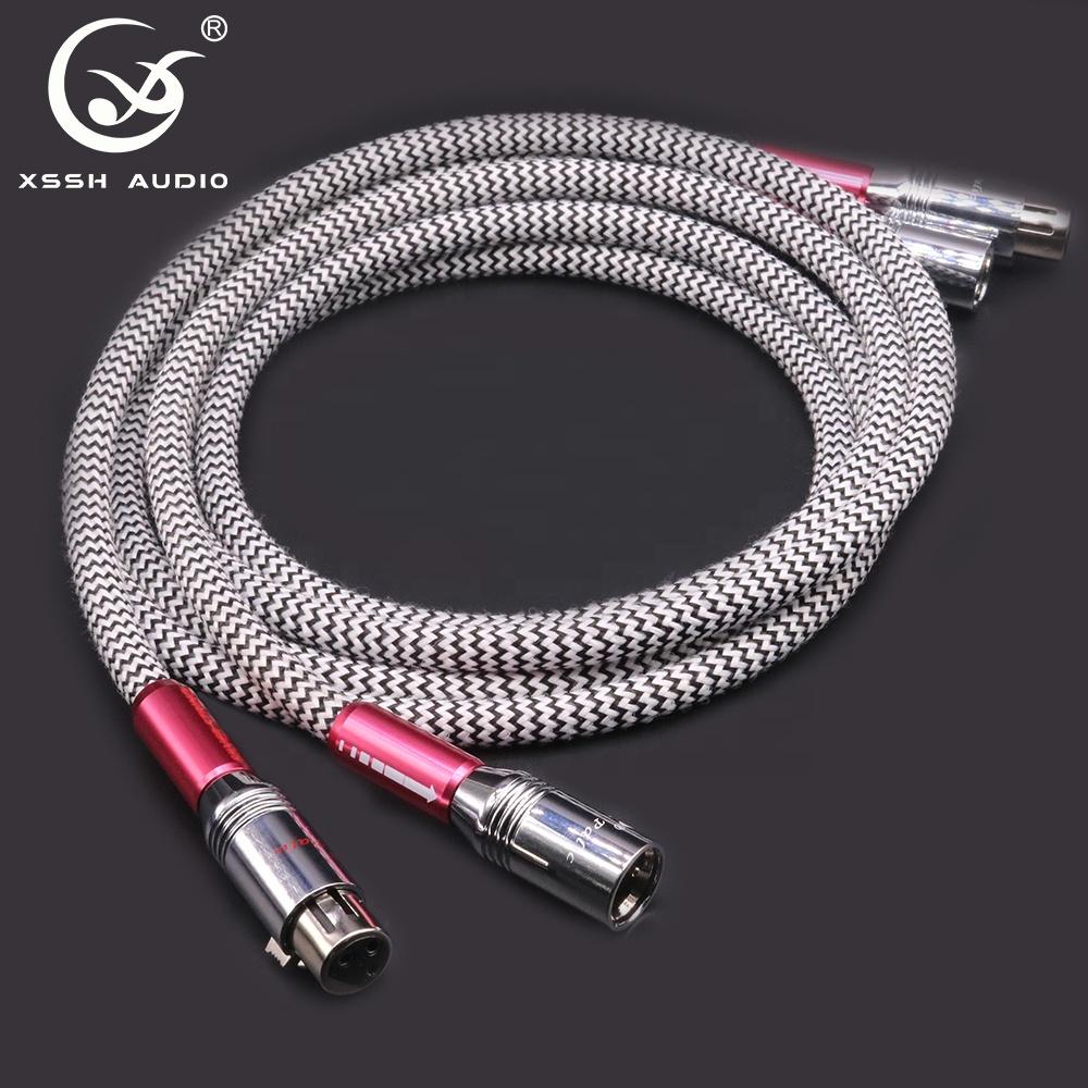 XLR Wire Cords XSSH HIFI 7N PCOCC OFC Copper 2 Core Silver Plated 8MM Dia. CD Amplifier XLR Microphone Audio Cable Signal Line