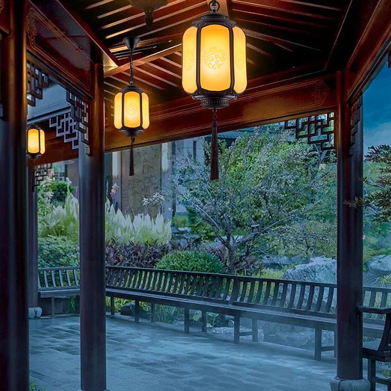 Новый китайский стиль уличный небольшой подвесной светильник парк вилла водонепроницаемый фонарь светодиодные люстры украшения наружное освещение светильники
