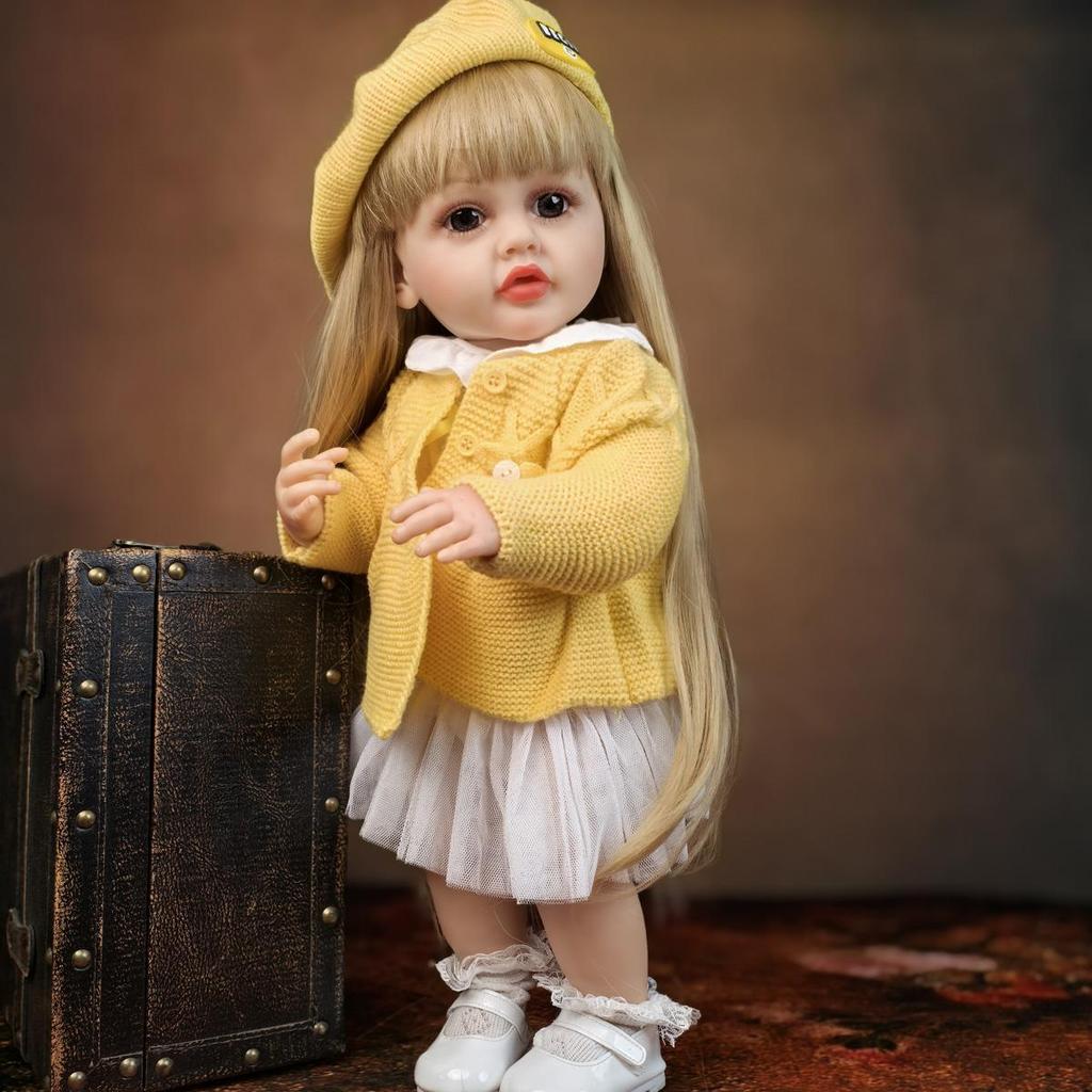 KEIUMI Кукла-девочка Reborn 55 см, реалистичная, полностью силиконовая, виниловая, для детей, для игр, подарки на день рождения, Рождество, с аксессуарами для кормления