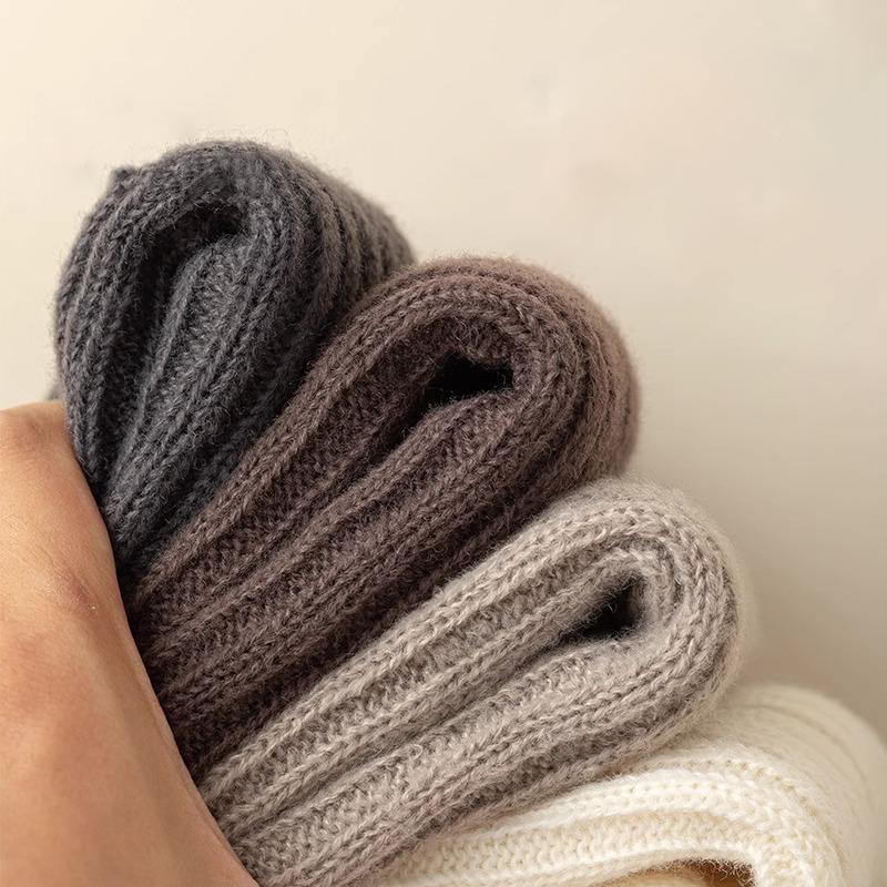 Женские милые японские теплые вязаные гетры в стиле Лолиты, однотонные вязаные носки для ног