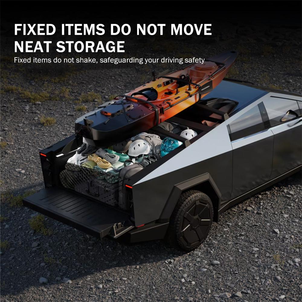 Heenvn Cargo Net For Tesla Cybertruck 2024-2026 Cargo Divider Stretchable Adjustable Elastic Trunk Storage Net Car Accessories