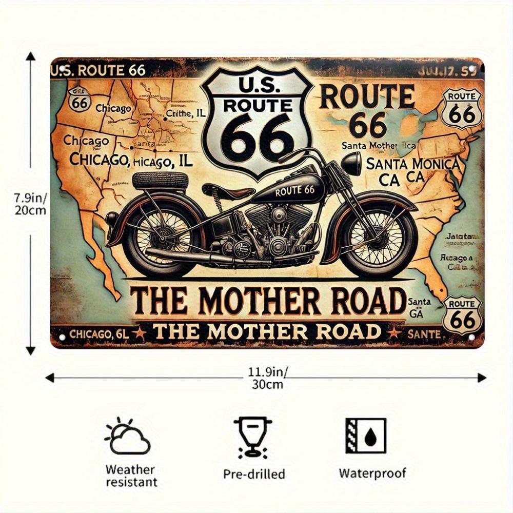 Retro 66 Highway Motorcycle Wooden Wall Decor Sign suitable for home bar garage bedroom door decoration