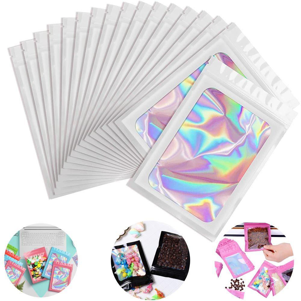 Plastic Resealable Holographic Aluminum Foil Packaging Bags Sealing Bag Foil Pouch Smell Proof Bags