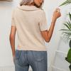 Летний женский свитер с коротким рукавом и воротником-поло с переплетением, короткий топ