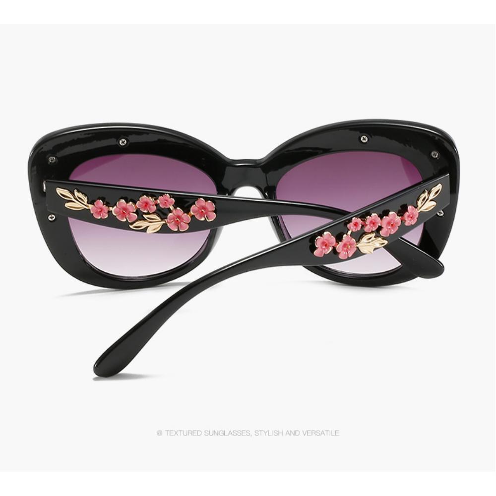 Современные винтажные солнцезащитные очки «кошачий глаз» в стиле барокко, женские роскошные дизайнерские солнцезащитные очки, модные розовые оттенки, женские цветочные украшения