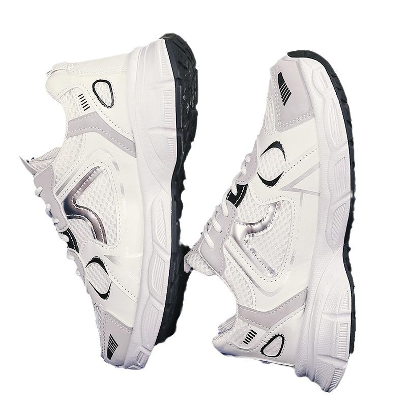 Женская обувь весна и осень 2024 года, обувь для папы, универсальная обувь для бега на платформе, сетка, трендовая повседневная обувь для студентов, белые туфли