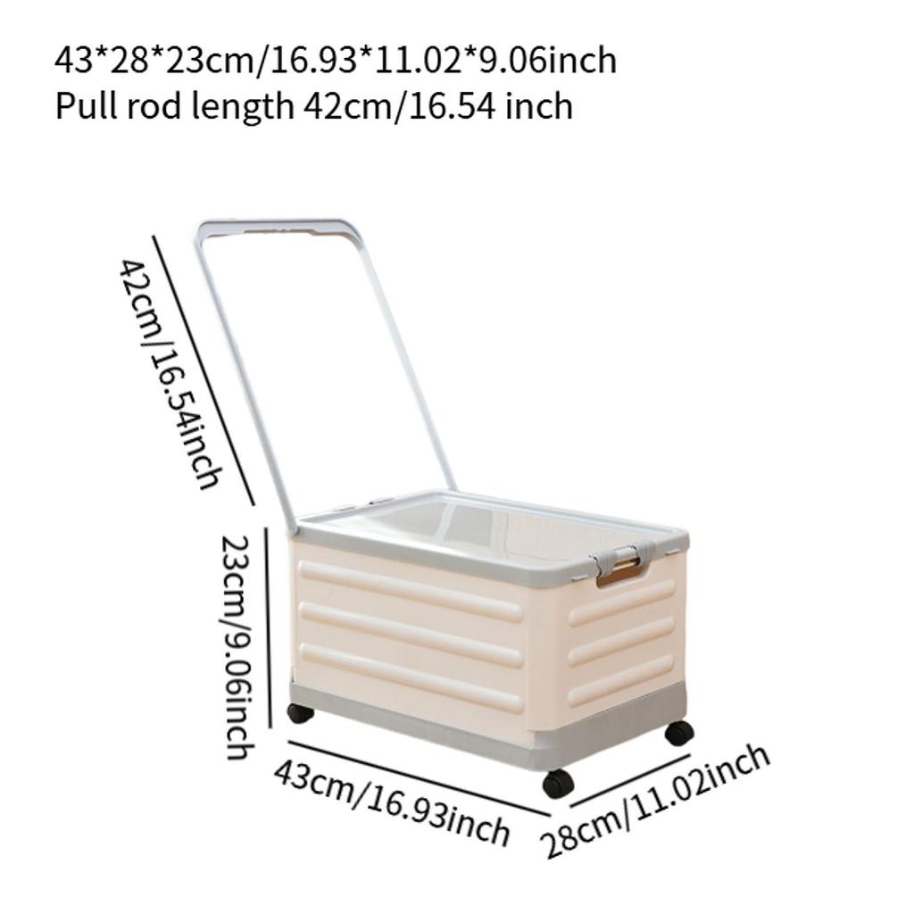 Storage Bin with Wheels and Handle Foldable Handcart with Lid Storage Box