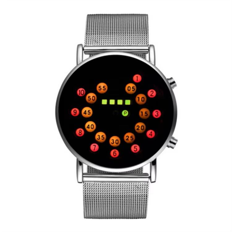 LED Fashion Cool Digital Watch Unisex Men Women Kid Watch Luxury Mesh Binary Digital Hour Clock Quartz Luminous