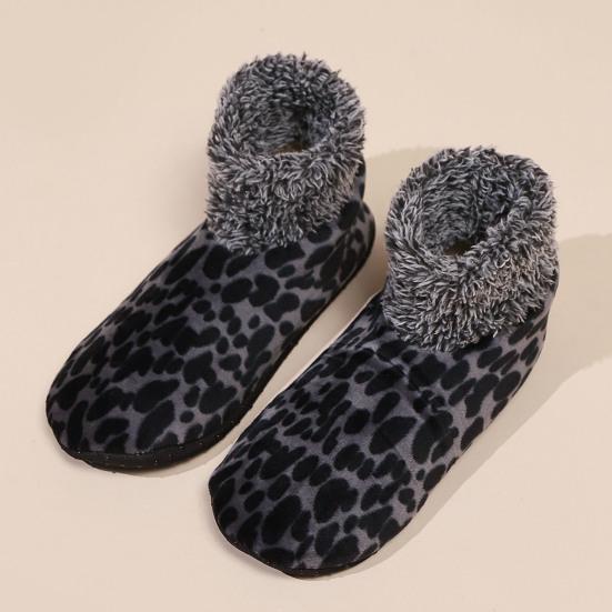 1 Pair Women Leopard Floor Socks Autumn Winter Non-slip Men Women Soft Fluffy Thick