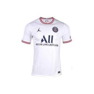Jordan Мужские футболки PSG Fan Edition 21-22 сезона с коротким рукавом Четвертого выезда, белые DH7471-101