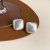 Real 925 Silver Matte Round Square Stud Earrings For Women Classic Fine Jewelry Niche Geometric Accessories