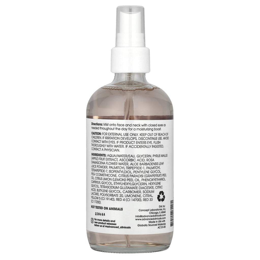 Advanced Clinicals Витамин С + феруловая кислота, антиоксидантный спрей для лица Glow, 8 жидких унций (237 мл)