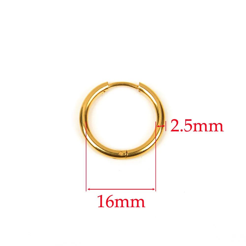 10pcs 316L Stainless Steel Hoop Earrings Women Men Punk Hiphop Circular Ear Buckle Ring Jewelry Gold Color Accessories Wholesale