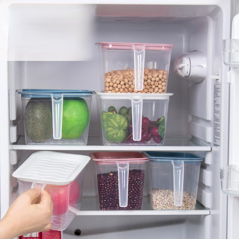 Ящик для хранения кухонного холодильника большой емкости с ручкой крышки, пластиковая герметичная коробка для хранения свежих продуктов, контейнеры для хранения продуктов